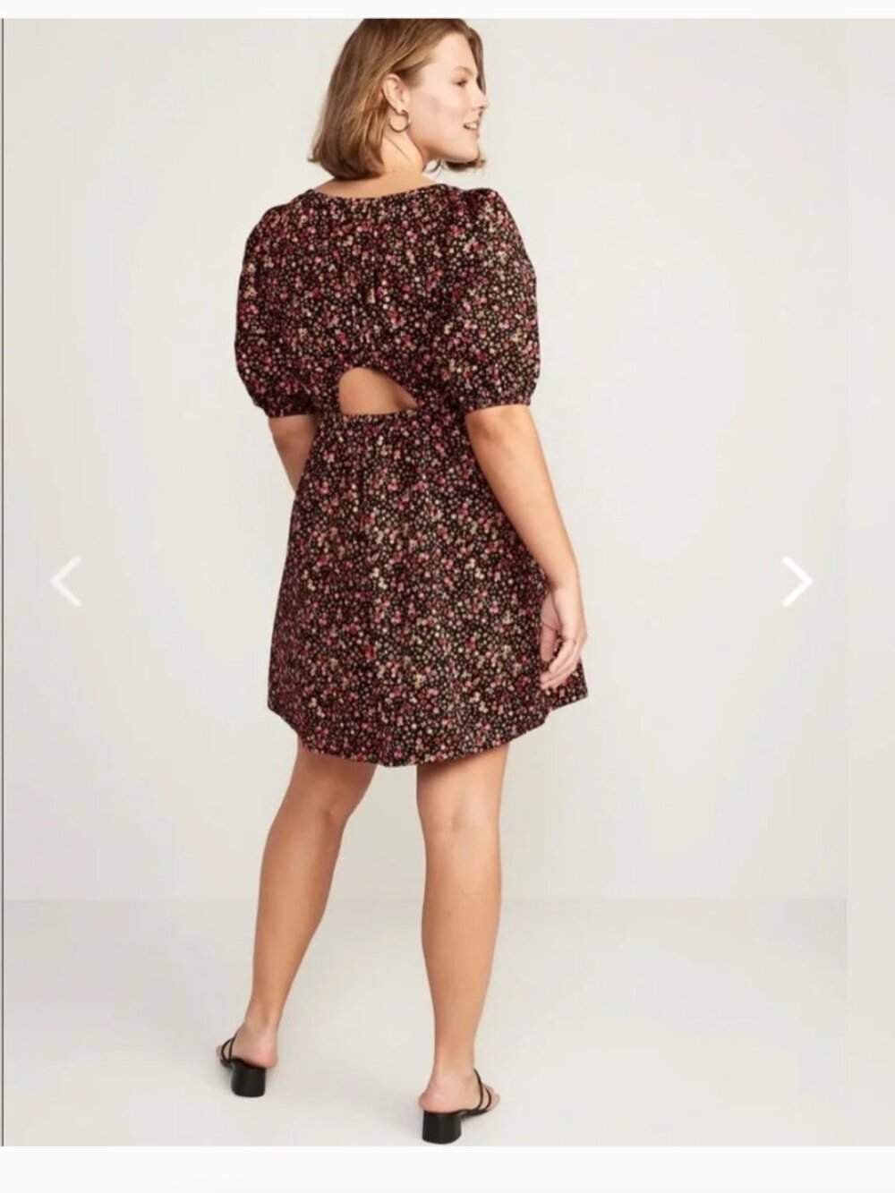 Old Navy Waist-Defined Puff-Sleeve Floral Cotton-Poplin Mini Dress boho sz 2X